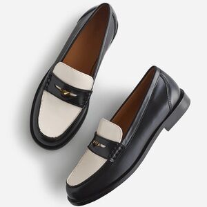 Madewell The Grayson Penny Loafer In Black And White Leather